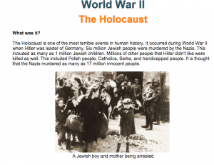 Front page of an amateur historical website.